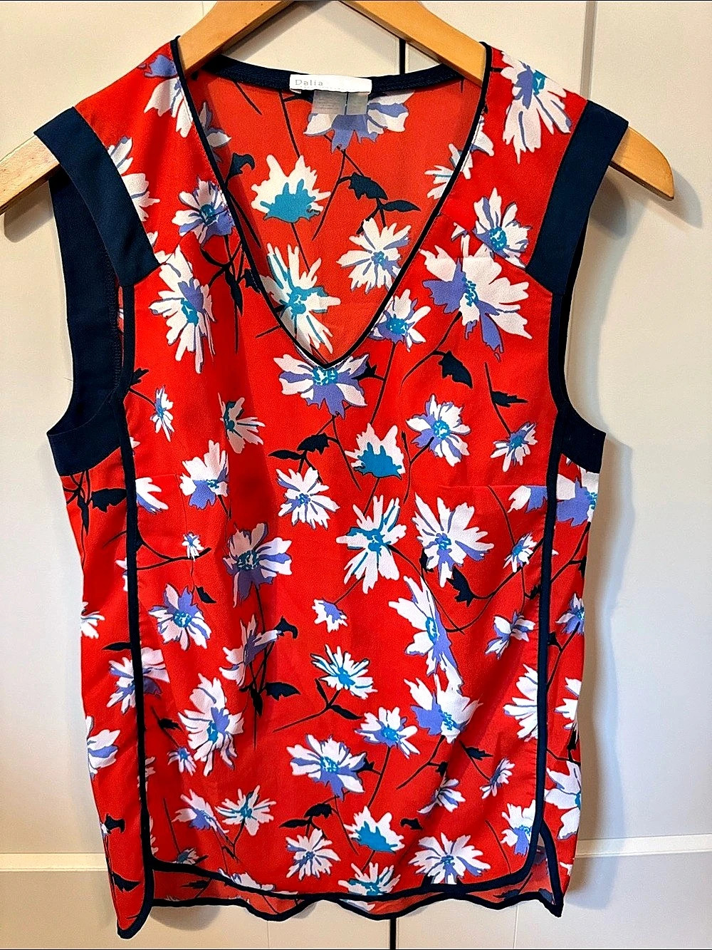 Dalia Floral V-Neck Tunic in Red & Blue